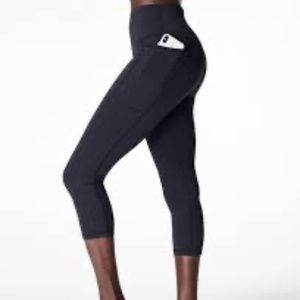 Sweaty Betty Super Sculpt Crop Leggings  Black Marl.  LARGE.    NWT